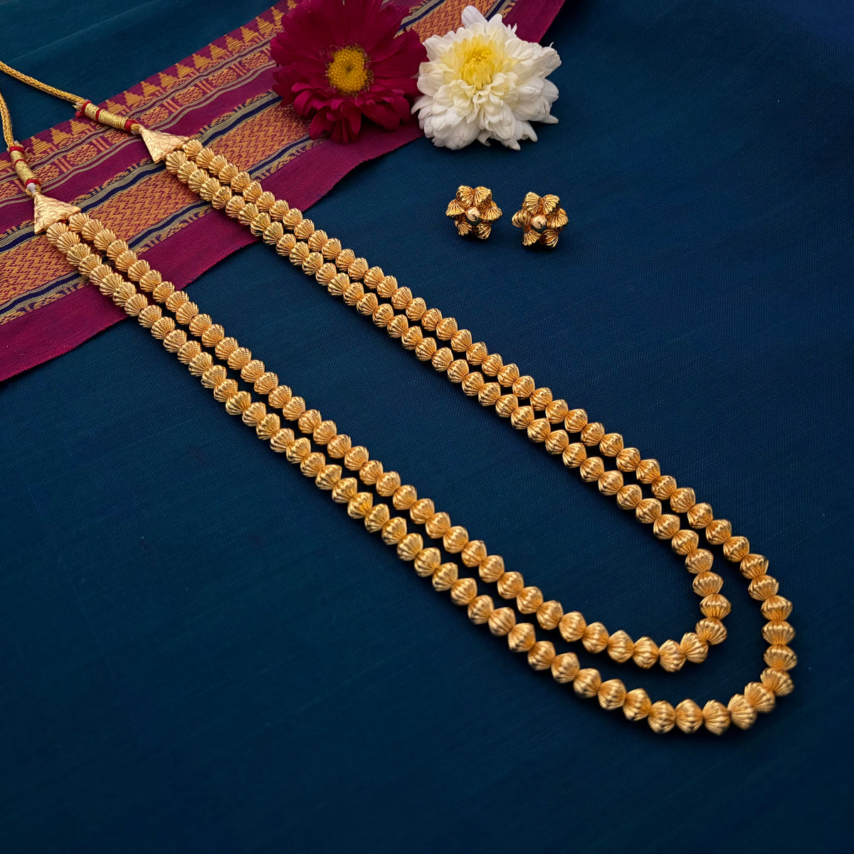 Rai Awale Necklace 2L | Long Necklace Set | Phullwanti | रायआवळे माळ