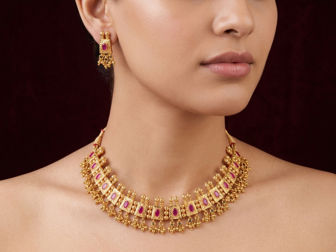 Suvarna Laffa | Choker Set | Phullwanti | सुवर्ण लफ्फा