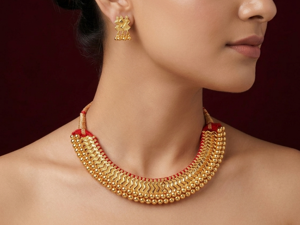 Vajrateek & Earrings| Maharashtrian Choker Set | Sonsala | बंद घसाची वज्रटीक + कानातले