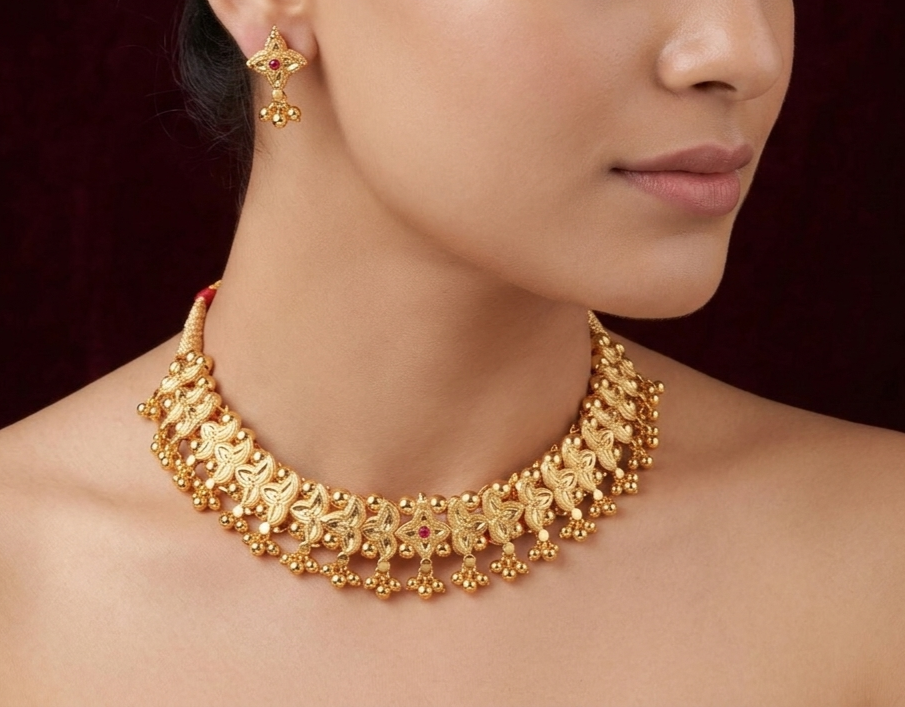Belpantik & Earrings| Maharashtrian Choker | Sonsala |बेलपानटिक + कानातले