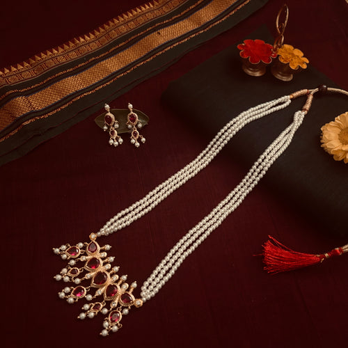 Tanmani & Earrings| Long Necklace Set | Sonsala | तन्मणी + कानातले
