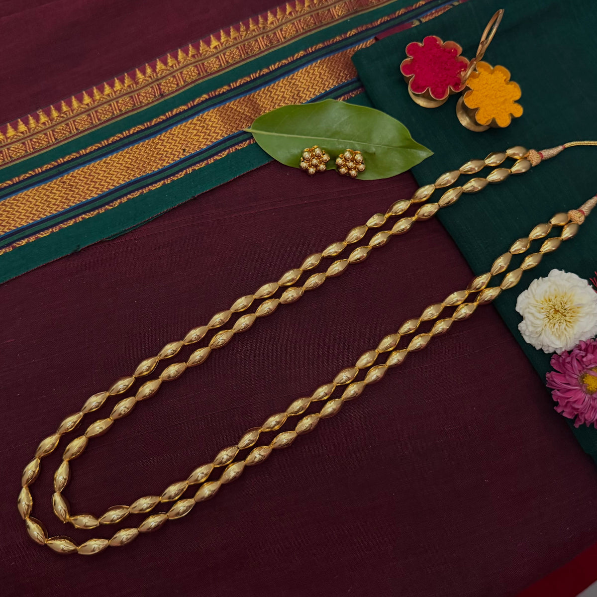 Two Layer Bormal & Earrings| Long Necklace Set | Sonsala |दोन पदरी बोरमाळ