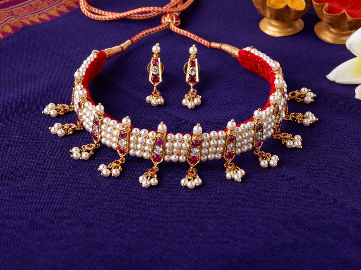 Chichpeti & Earrings| Maharashtrian Choker | Sonsala | चिंचपेटी + कानातले