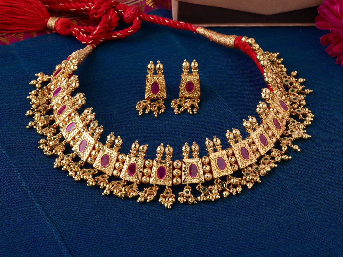 Suvarna Laffa | Choker Set | Phullwanti | सुवर्ण लफ्फा